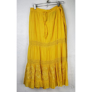 First Image Skirt Womens One Size Yellow Floral Bohemian Fairycore Cottagecore
